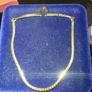 Vintage Giorgio Brutini Signed Goldtone  Horseshoe Tie Bar with Chain